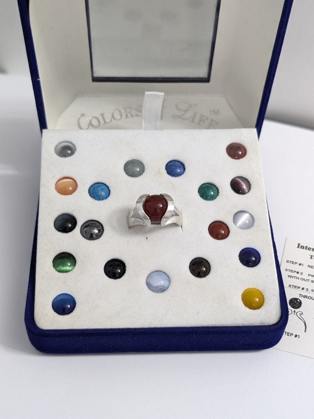 Sterling Interchangeable 20 Gemstone Large Orbs Ring Size 8 Colors of Life KenCr